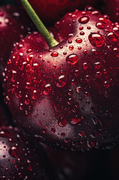 Macro photography unveils the vibrant allure of a cherry