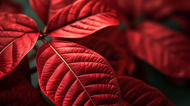 Macro Poinsettia Leaves