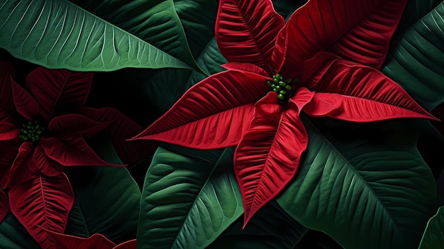 Macro Poinsettia Leaves