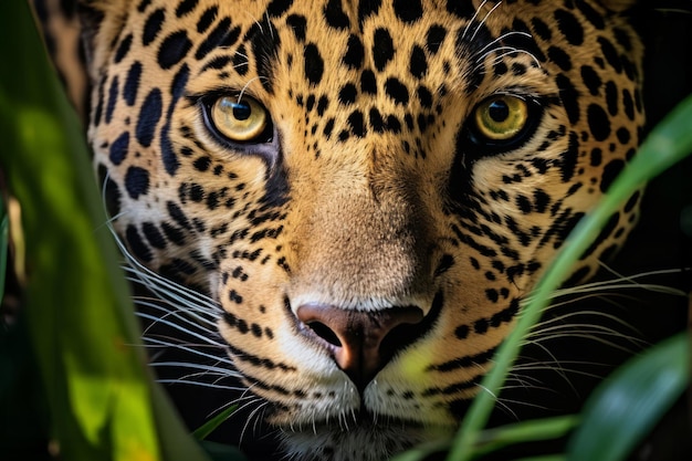 Foto ritratto macro di un giaguaro in guyana