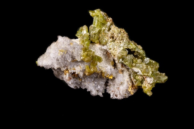 Macro Pyromorphite mineral stone on a black background