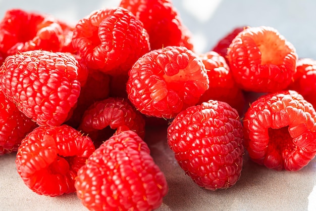 Macro raspberry fresh red berry closeup