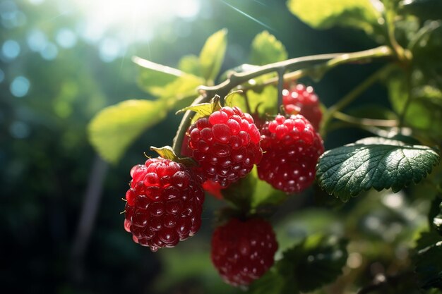 Macro Ripe Raspberry gegenereerd door AI