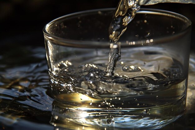 Macro schot van water in een glas