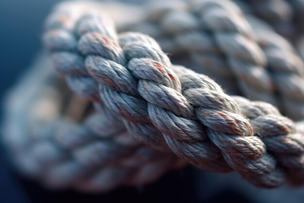 Macro of a sheet bend knot on a sails rope