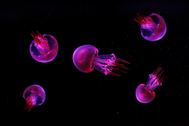 Macro shooting under water flame jellyfish