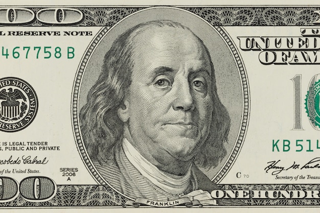 macro shot of a 100 dollar