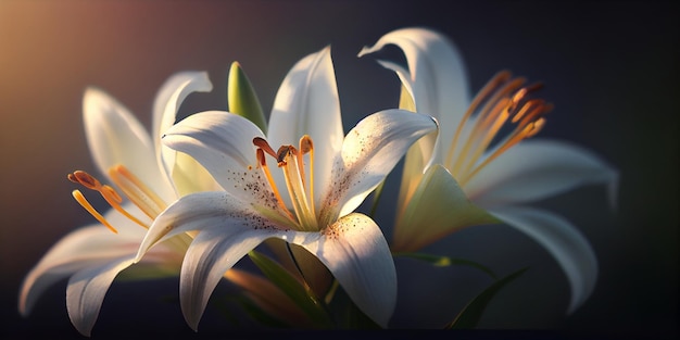 A macro shot of the anthers of a oriental lily AI Generated