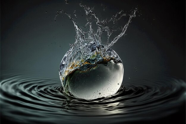 Macro shot of aqua water splash in pure hygiene minimal purity liquid Jets ripple and drops