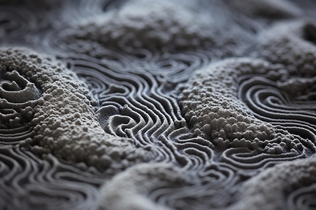 Macro shot of ash particles forming intricate patterns