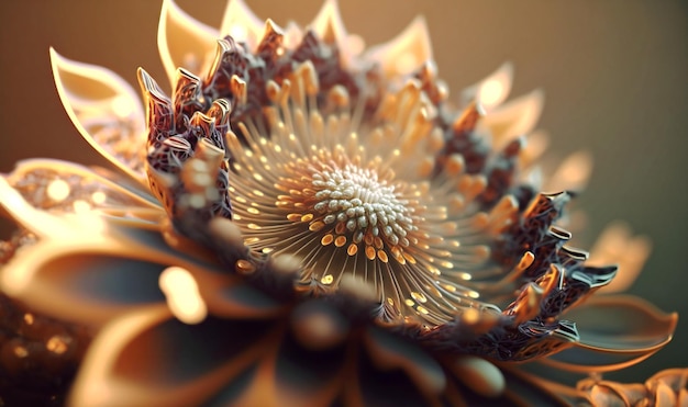 A macro shot of a blooming flower with intricate details and patterns