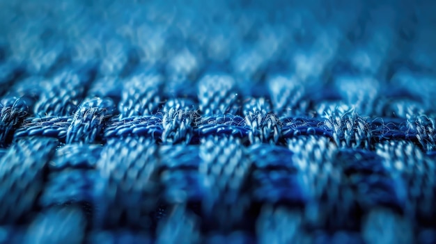 Macro shot of blue denim fabric texture