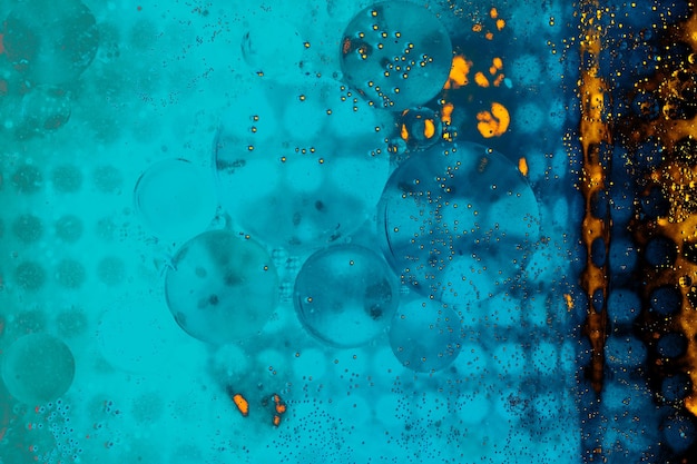 macro shot of bubbles floating on water