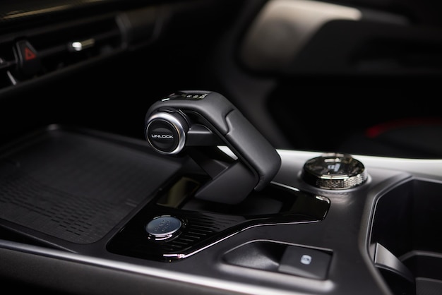 Macro shot of a car gear lever an essential auto part