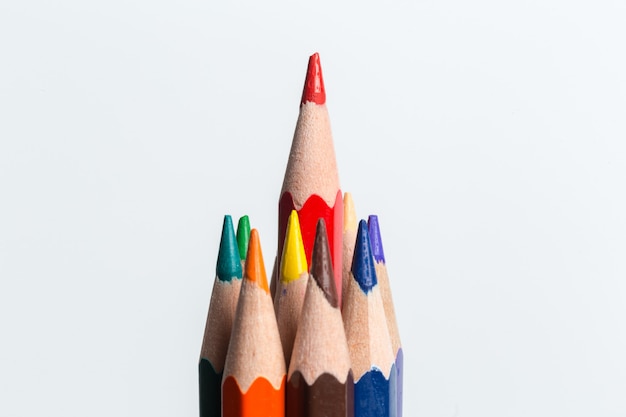 Macro shot of color pencil pile pencil