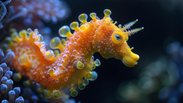 Macro shot of colorful sea creatures shells and corals on sand Marine biology underwater nature