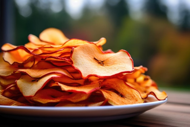 Macro Shot of Crispy Apple Chips