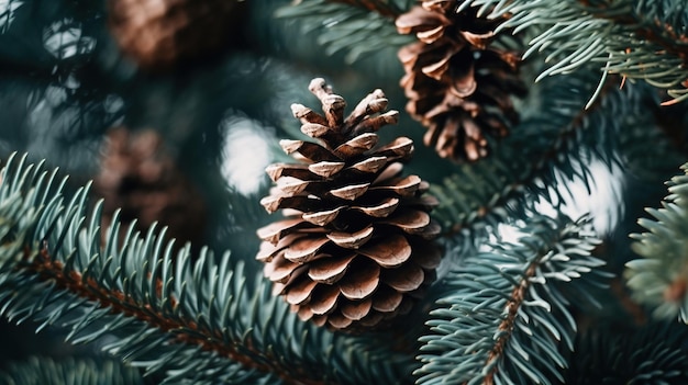 macro shot of the delicate pine tree needles