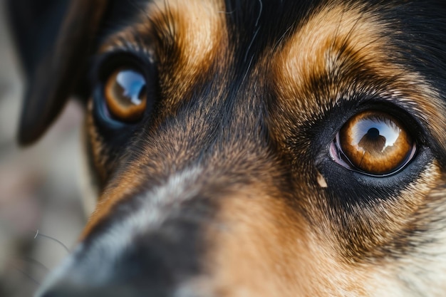 Macro shot of dogs eyes Cute pet Generative AI