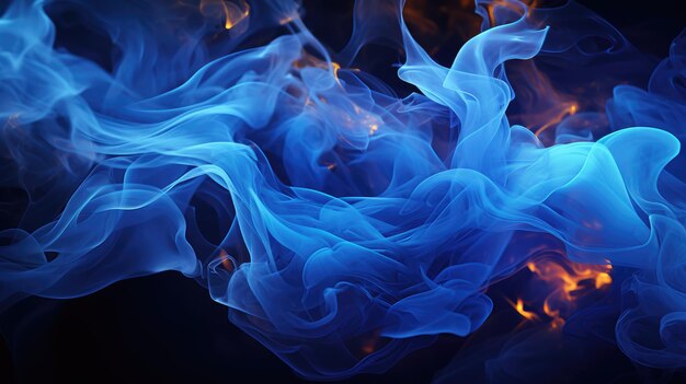 Macro shot of electric blue smoke background hd generative ai