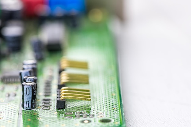 A macro shot of electronics on circuit board. copy space, IT background