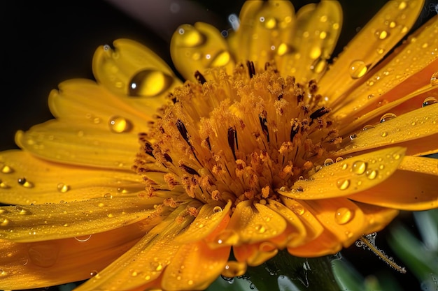 生成 AI で作成された、花粉に覆われた花びらを持つ花のマクロ撮影