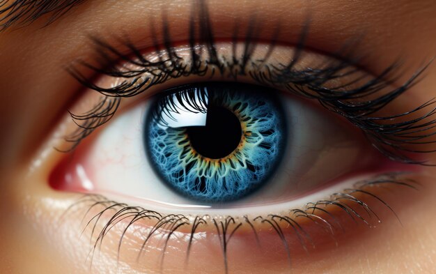 Photo macro shot focusing on a human blue eye