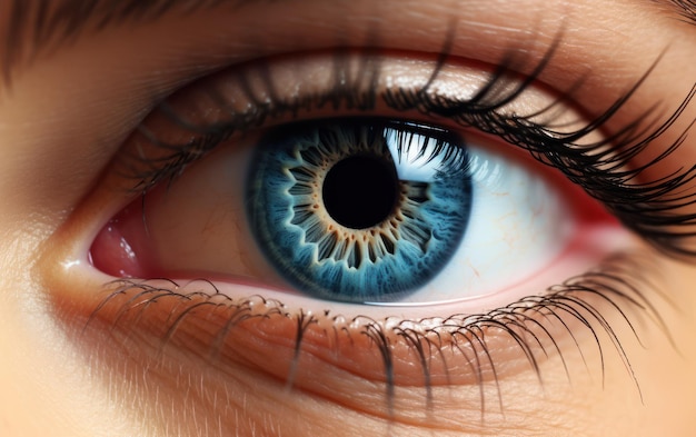 Macro shot focusing on a human blue eye