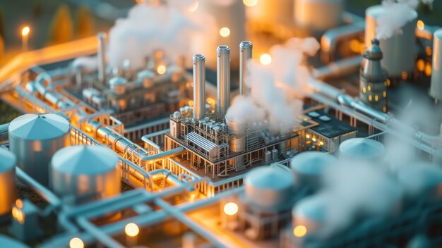 Macro shot of a geothermal energy plant model economic reports on costeffectiveness and environmental impact