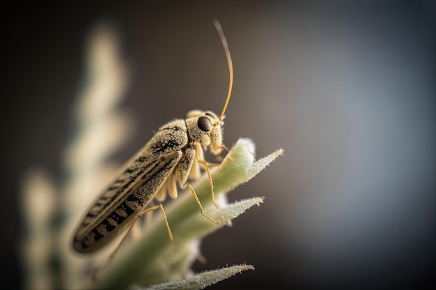 Macro shot of an insect on a plant showcasing the beauty of nature Generated by AI