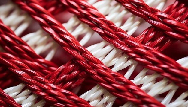 macro shot of the intertwined red and white threads of a Martisor