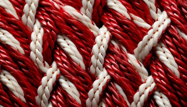 macro shot of the intertwined red and white threads of a Martisor