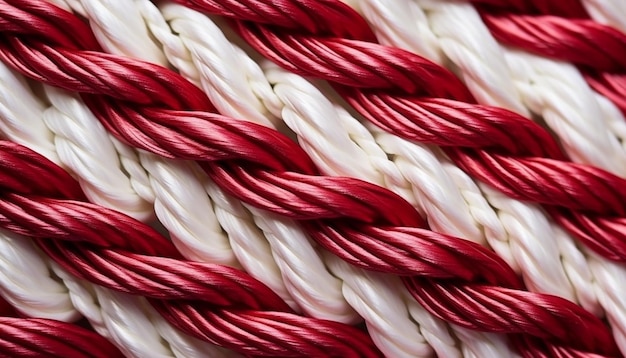 macro shot of the intertwined red and white threads of a Martisor