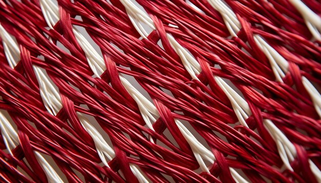 macro shot of the intertwined red and white threads of a Martisor