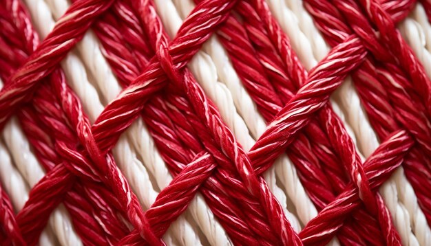 macro shot of the intertwined red and white threads of a Martisor