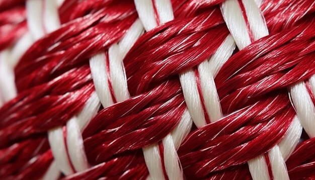 macro shot of the intertwined red and white threads of a Martisor