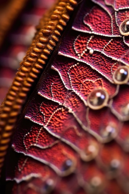 Photo macro shot of intricate details on a butterfly wing created with generative ai