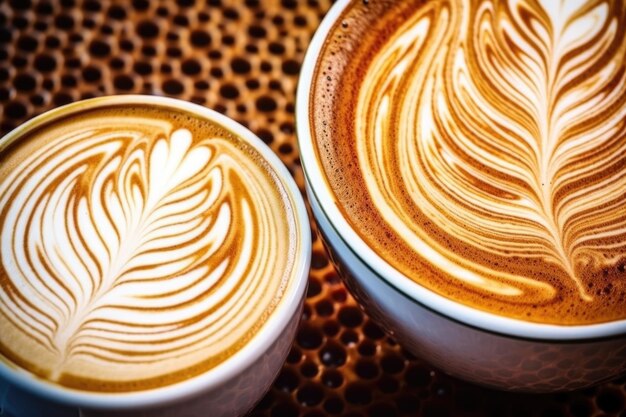 Macro shot of latte art pens for intricate designs