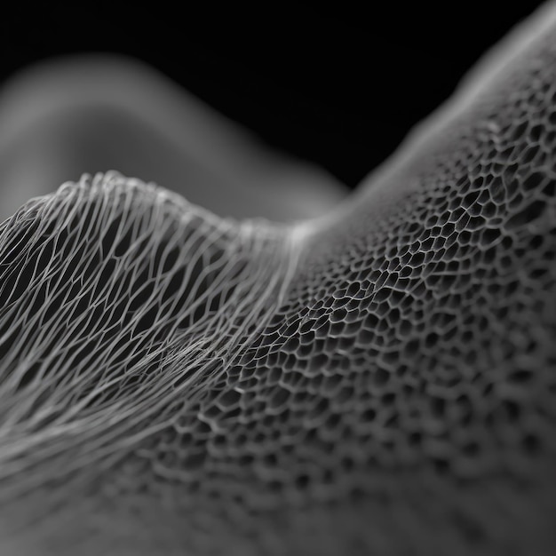 Macro shot of a leaf in black and white abstract background