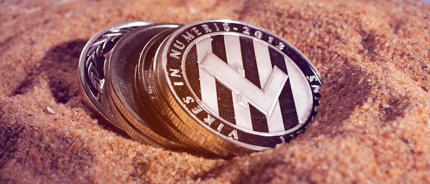 Photo macro shot of a litecoin coin crypto currency coins