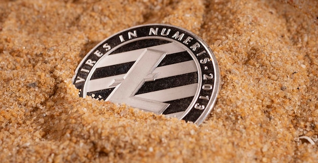 macro shot of a litecoin coin crypto currency coins