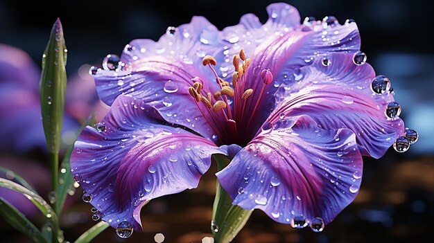 Macro Shot of Mini Blue Iris Flower UHD 8K