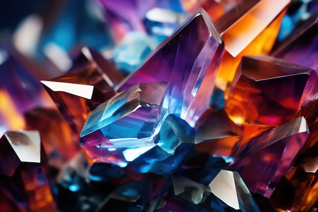 A macro shot of multicolored crystals creating a stunning and surreal abstract image