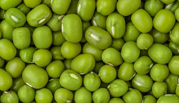 Macro shot of mung beans texture. Food background. Top view