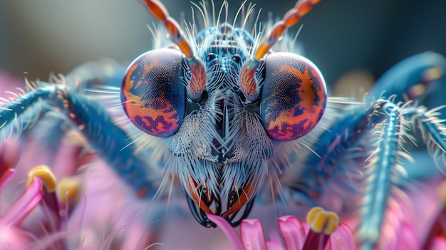 写真 花 の 上 に ある 色々 な 昆虫 の マクロ 写真