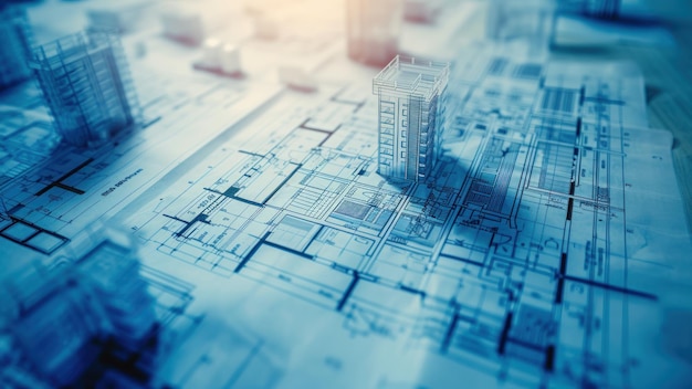 사진 macro shot of construction blueprints for a new urban development symbolizing economic expansion