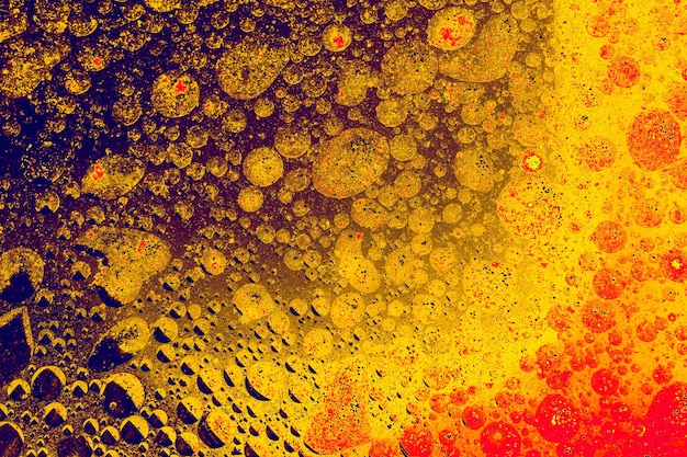 Макросъемка масляных пузырей на цветном фоне