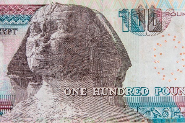 Macro shot of one hundred egyptian pounds bill