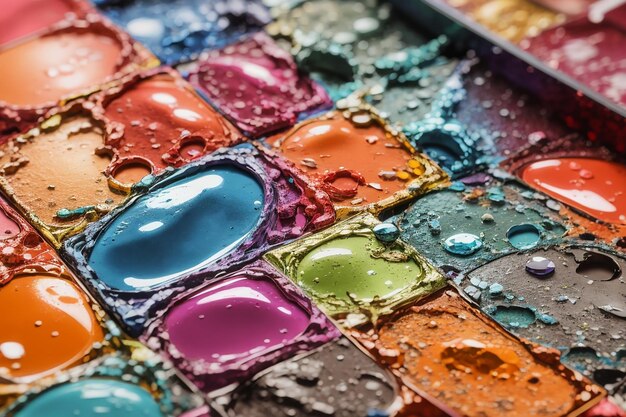 Macro shot of a palette of different colors Abstract background