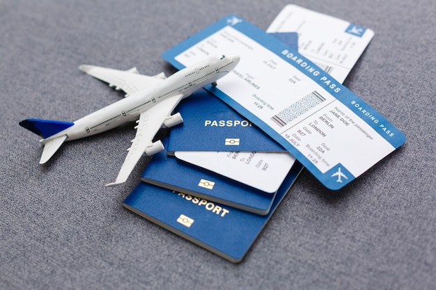 Macro shot of passport and boarding pass